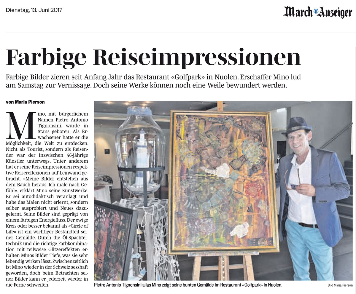 Farbige Reiseimpressionen – Bericht im March Anzeiger