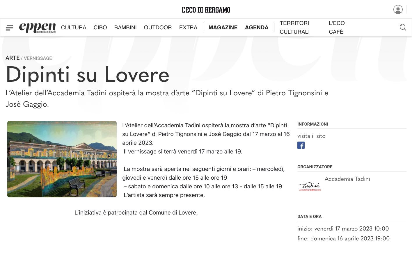 L’eco di Bergamo – Dipinti su Lovere